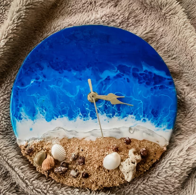 Sigur.id Epoxy Resin Woodcraft - Poseidon | Jam dinding Jam Hias Jam ruangan